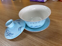 特大號三才蓋碗景德鎮(zhèn)青花陶瓷八寶茶碗三炮臺(tái)單個(gè)大容量泡茶茶具 浮雕描金[山水藍(lán)] 320ml 曬單實(shí)拍圖