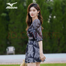 美津濃（MIZUNO）泳衣女士連體裙擺速干短袖保守平角短褲大碼溫泉裝備B318黑2XL 曬單實拍圖