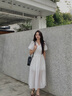 范思藍恩法式泡泡袖V領(lǐng)修身顯瘦連衣裙女夏季2025新款裙子2394 月光白 S 曬單實(shí)拍圖