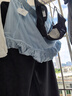 闊色（kuose）灰色假兩件斜肩短袖T恤女2025春夏季新款粉色運(yùn)動(dòng)風(fēng)顯瘦上衣 灰色 L 曬單實(shí)拍圖