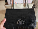 Cuud包包女包小眾復古牛皮鱷魚(yú)紋鏈條小方包腋下單肩包新年情人節禮物 黑色【送禮品袋】 曬單實(shí)拍圖