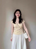 唐菓蜜新款連衣裙女2025夏季女裝韓系時尚甜美減齡溫柔氣質(zhì)顯瘦套裝裙子 黃色上衣+米白裙子 M 曬單實拍圖