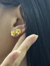 萃華5G足金999花朵黃金耳釘養耳洞金耳飾生日禮物送女友老婆 金重約1.8g 曬單實(shí)拍圖