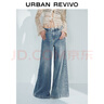 UR2025春季新款女裝復(fù)古水洗磨白闊腿牛仔長褲UWM850074 淺藍(lán) 26 曬單實(shí)拍圖