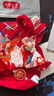 貝瑞加（Babyprints）女寶寶周歲禮服紅色連衣裙發(fā)帶套裝抓周冠衣中式裙子國風公主裙90 曬單實拍圖