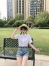 暗門(mén)襟竹纖維襯衫女短袖高檔免燙修身職業(yè)正裝通勤大碼純色白襯衣 方領(lǐng)暗門(mén)襟白色 38 曬單實(shí)拍圖