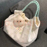 菲珂頓新款印花可愛兔子單肩包女學(xué)生韓版帆布包卡通大容量手拎包通勤包 綠色兔子【高品版】 包包+白色暹羅貓 曬單實拍圖