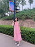 豬小耙（ZHUXIAOPA）多巴胺粉色暈染吊帶連衣裙女夏季顯瘦氣質(zhì)大擺裙沙灘長(zhǎng)裙 粉色 S 曬單實(shí)拍圖