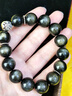 石玥珠寶精品14mm金眼天然黑曜石手串銀貔貅轉(zhuǎn)運(yùn)珠佛珠水晶手鏈男女士款 曬單實(shí)拍圖