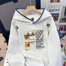 LDBE美式刺繡連帽衛(wèi)衣女春秋新款加絨寬松小眾設(shè)計(jì)感oversize外套上衣 白灰色【春秋薄款】 L 【100-120斤】 曬單實(shí)拍圖