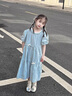 G.DUCKKIDS小黃鴨女童連衣裙夏裝2025新款洋氣童裝小女孩公主裙兒童夏季裙子 淺藍(lán)色 140 (建議125-135cm 7-8周歲） 曬單實(shí)拍圖