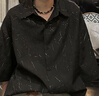 Shelley Jones英倫雅痞肌理感短袖襯衫男士夏季薄款設(shè)計(jì)高級感寬松休閑半袖襯衣 黑色 XL[建議125-145斤] 曬單實(shí)拍圖