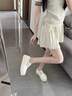 CHERY KALLY潮牌厚底板鞋女2025新款百搭真皮松糕鞋時(shí)尚高級(jí)休閑鞋女潮 冰綃白 38 (240mm) 曬單實(shí)拍圖