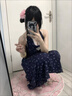 允橘吊帶連衣裙裙子女夏季2025新款長(zhǎng)裙法式碎花度假海邊沙灘裙純欲 藍(lán)色扭結(jié)碎花掛脖連衣裙 L 建議105-115斤 曬單實(shí)拍圖