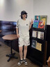 PHIELIERPS官方潮牌短袖套裝男女夏季冰絲寬松休閑T恤短褲搭配時尚兩件一套 白色（NE01） XL （推薦體重130-150斤） 曬單實拍圖