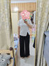 歐莎（OSA）黑色高腰顯瘦垂感休閑褲女2025夏季新款通勤直筒寬松拖地褲子 黑色 M 曬單實拍圖