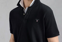 GANT/甘特【100%棉】夏男士休閑時(shí)尚印花logo翻領(lǐng)短袖T恤POLO衫 5黑色 M 曬單實(shí)拍圖