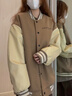 FSHE美式復(fù)古棒球服女春秋新款時尚原宿風(fēng)寬松百搭情侶外套港風(fēng)ins潮 棕色[春秋] 薄款 S _適合70-90斤 曬單實(shí)拍圖