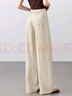 尚都比拉通勤上班休閑褲女夏季高腰顯瘦長褲氣質(zhì)高級感褲子 燕麥色  M  曬單實拍圖