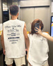 POUM無(wú)袖t恤男夏季新款美式寬松潮牌高級感印花籃球運動(dòng)上衣坎肩背心 ZJWP-M49白色 XL 曬單實(shí)拍圖