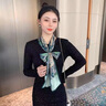 范詩奧小長條絲巾女新款春秋冬季圍巾細(xì)窄韓版時尚洋氣西裝領(lǐng)巾百搭禮盒 145-LJ004-綠野仙蹤 曬單實(shí)拍圖
