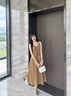 JIOESC背心吊帶連衣裙女夏季獨(dú)特兩件套裝2025新款法式顯瘦氣質(zhì)a字裙子 棕色吊帶裙+白色開衫【兩件套裝】 S 曬單實(shí)拍圖