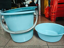 洗衣泡腳洗澡桶耐用加厚清潔塑料手提水桶多用桶帶蓋水桶拖把桶 淺天藍【沖量齊全四件套】 特大號【加厚】全新PP材質(zhì) 曬單實(shí)拍圖