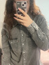 Levi's李維斯25年秋冬新款女士美式復(fù)古水洗做舊休閑牛仔襯衫外套 墨灰 M 曬單實(shí)拍圖