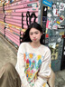 涂鴉印花防曬罩衫長袖T恤女夏季薄款寬松慵懶風(fēng)小眾別致百搭上衣 七彩色 M 曬單實(shí)拍圖