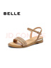 百麗（Belle）度假風(fēng)一字帶涼鞋女2025夏新商場(chǎng)同款水鉆面涼鞋3CQ36BL5 杏色 35 (225mm) 曬單實(shí)拍圖