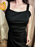 粉媚夢(mèng)黑色裙子女新品連衣裙夏季衣服女裝2025新款吊帶裙純欲長(zhǎng)裙穿搭 黑色吊帶收腰連衣裙 M 【建議105-115斤】 曬單實(shí)拍圖