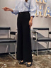 羅蒙（ROMON）休閑褲女黑色女士褲子2025夏季新款氣質(zhì)西裝褲長褲垂感顯瘦闊腿褲 黑色  M 曬單實(shí)拍圖