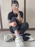 樸西厚底洞洞鞋女款夏季外穿防滑沙灘包頭拖鞋女護士工作專(zhuān)用軟底涼鞋 白+綠 【厚底增高】 36-37 【適合3738】 曬單實(shí)拍圖