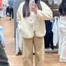 優(yōu)衣庫女裝針織廓形長褲/彎刀鐮刀褲子25秋冬新款483722 475344 483722/32深米色 S 曬單實拍圖