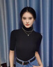 恩若凡高領(lǐng)短袖女高級感寬松法式黑色薄款半打底衫正肩春秋修身中袖T恤 黑色中袖 M[95-105斤] 均碼 曬單實(shí)拍圖
