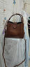 袋鼠真皮單肩包包女2025新款斜挎包大容量手提水桶包單肩軟皮 棕色 曬單實(shí)拍圖