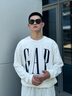 GAP男女裝2025秋季新款logo字母印花寬松純棉長(cháng)袖T恤上衣786368 白色 L (175/96A) 亞洲尺碼 曬單實(shí)拍圖