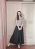 LDBE大碼山本裙褲女夏季2025新款爆款小個(gè)子高腰垂墜感休閑冰絲闊腿褲 杏色 XL 曬單實(shí)拍圖