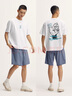 森馬（Semir）舒服褲|休閑中褲男吸濕速干易打理短褲夏季寬松五分褲松緊腰 灰藍81317 L 曬單實拍圖