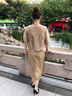 恒源祥媽媽夏裝貴夫人真絲連衣裙兩件套夏季新款中老年女國風(fēng)洋氣套裝裙 母親節禮物-香檳 XL 曬單實(shí)拍圖