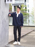 Calvin KleinJeans25秋季新款男士美式復(fù)古風(fēng)ck撞色V領(lǐng)寬松POLO針織衫4RD303G CEF-藏藍(lán) L 曬單實(shí)拍圖