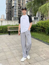 Lee dprre初中生夏季寬松冰絲褲子男款青少年薄款直筒垂感速干休閑褲男大童 K516灰色 M 【80-115斤】 曬單實(shí)拍圖