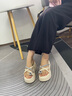 達芙妮拖鞋女2025秋季新款休閑花朵外穿女鞋子水鉆厚底休閑涼拖鞋 米色 37 曬單實(shí)拍圖