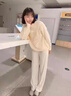 棉致美式高腰休閑闊腿糯米褲子女春秋季2025新款寬松顯瘦直筒運動衛(wèi)褲 D011杏色【常規(guī)高品質(zhì)25.5】 L 105-115斤 曬單實拍圖