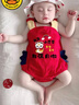 G.DUCKKIDS小黃鴨蛇年寶寶滿月百天新生嬰兒吊帶包屁衣夏季薄款周歲抓周禮服 背心大紅三角蛇滿月 59cm 59 建議滿月6-9斤內(nèi) 曬單實(shí)拍圖