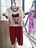 皮爾卡丹（pierre cardin）哪吒衣服女童套裝夏季2025新款兒童哪咤短袖女孩防蚊褲子兩件套 娜扎兒童衣服-紅色 100 尺碼2~3歲【 90-100cm】 曬單實拍圖