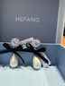 HEFANG何方珠寶 蝴蝶結(jié)絲帶耳環(huán) 優(yōu)雅氣質(zhì)生日禮物送女友老婆 銀色 曬單實(shí)拍圖