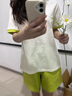 ubras水果系列滿(mǎn)印全棉短袖長(cháng)褲家居服套裝女士睡衣女 冰藍綠 XL 曬單實(shí)拍圖