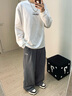 森馬（Semir）長(zhǎng)袖T恤男重磅寬松打底上衣撞色字母印花情侶裝秋季內(nèi)搭外穿 本白10101 M 曬單實(shí)拍圖