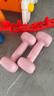樂系小啞鈴女士家用鐵練手臂塑形直肩健身浸塑亞鈴 柔霧粉2kg*2只 曬單實拍圖